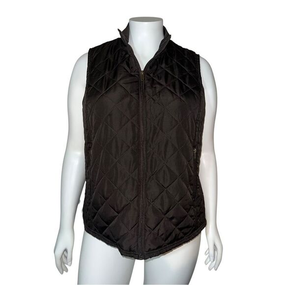 Relativity Outwear Women's Plus Size Brown Quilted Vest Pockets 2X EUC - Picture 1 of 9